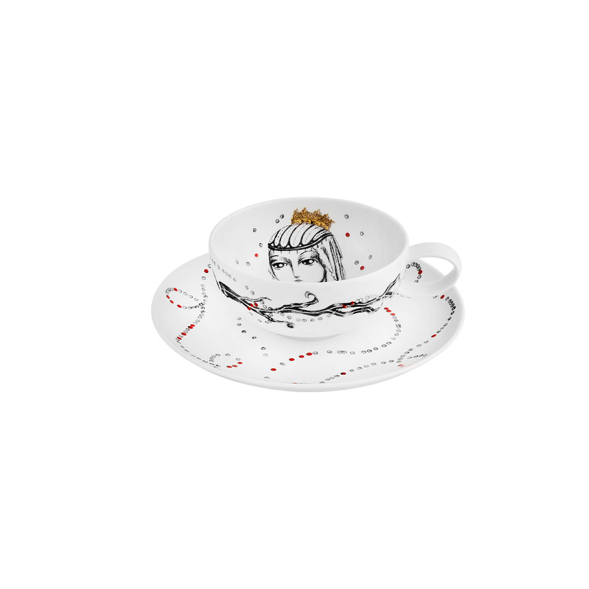 Vista Alegre Rainhas de Portugal Set of 6 Tea Cups with Saucers, view 7