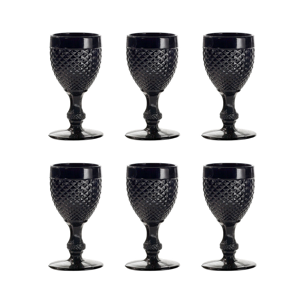 Vista Alegre Sweet Liquor Set of 6 Cordials Black on a white background