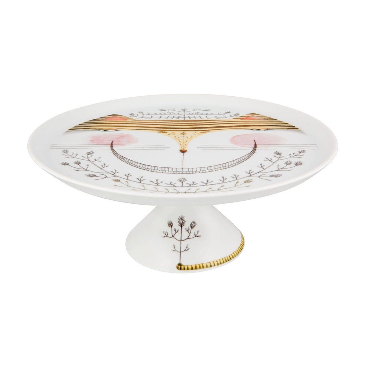 Vista Alegre Tea With Alice Large Footed Cake Plate on a white background
