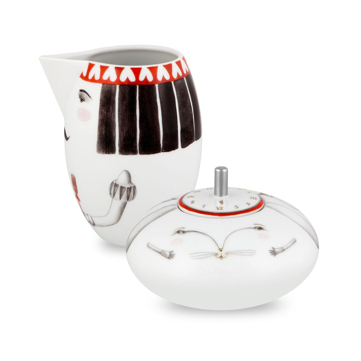 Vista Alegre Tea With Alice Set Sugar Bowl & Milk Jug on a white background