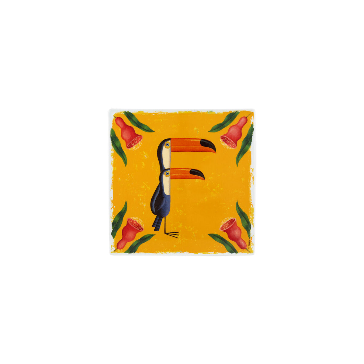 Vista Alegre Vida Alegre Porcelain Plaque Letter F on a white background