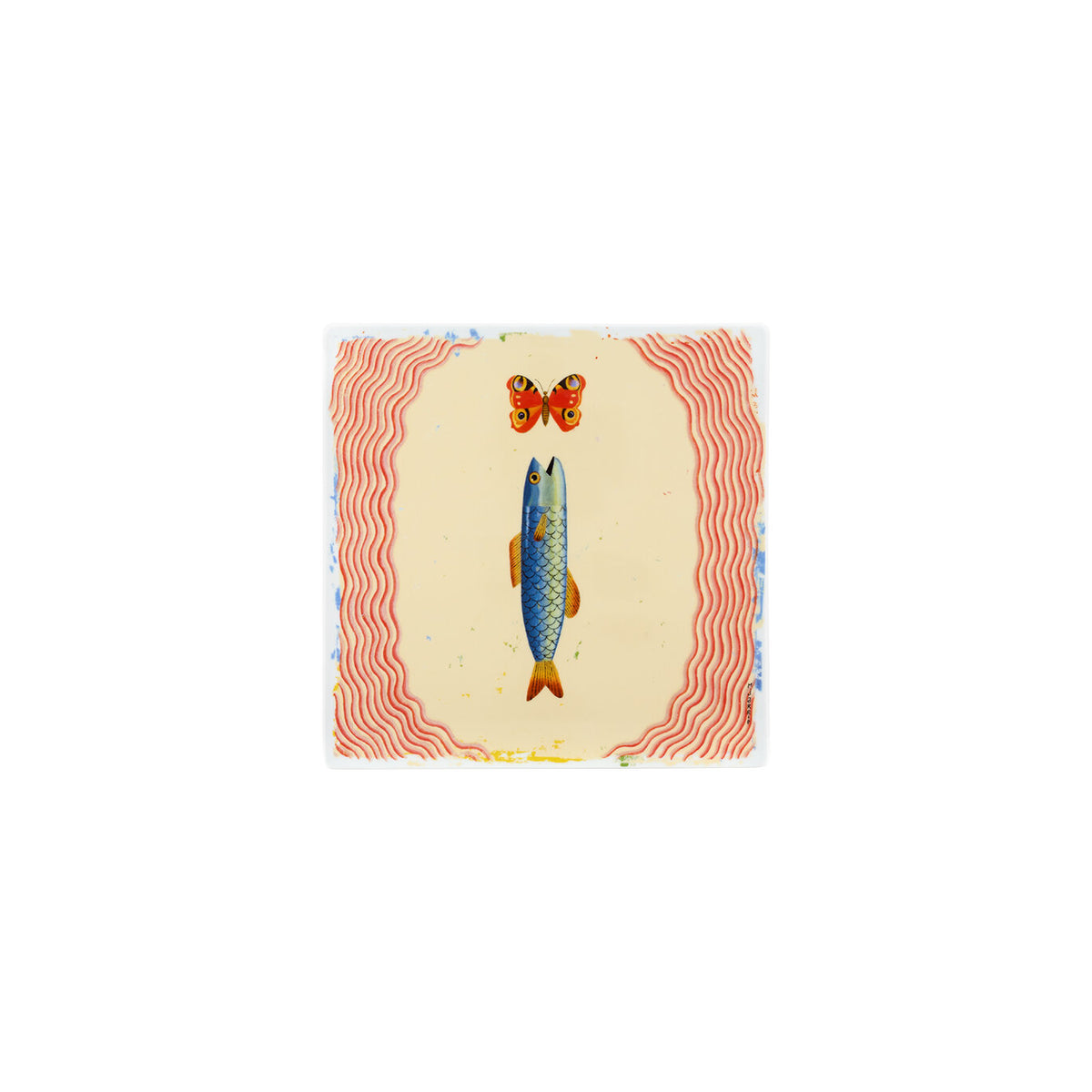 Vista Alegre Vida Alegre Porcelain Plaque Letter I on a white background