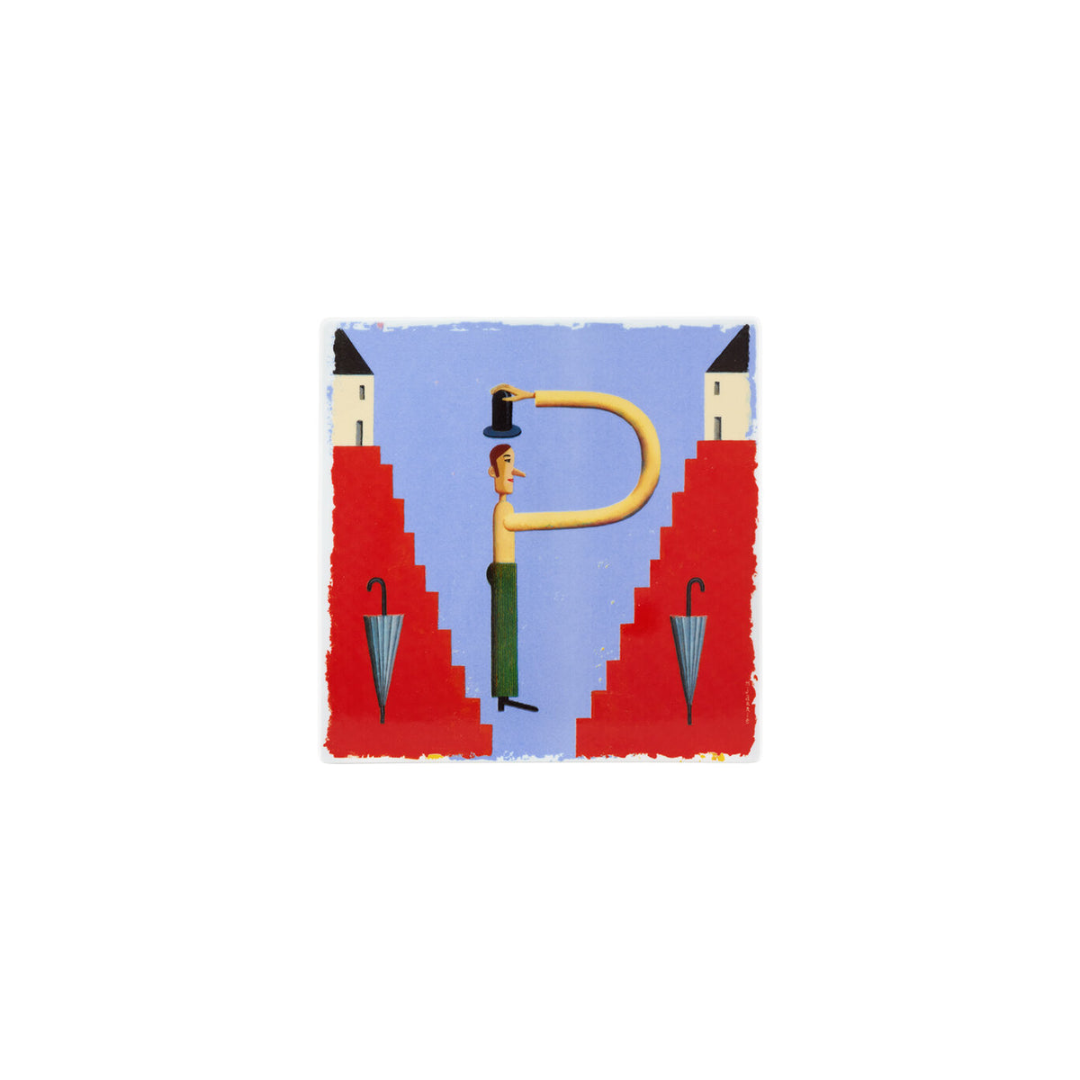 Vista Alegre Vida Alegre Porcelain Plaque Letter P on a white background