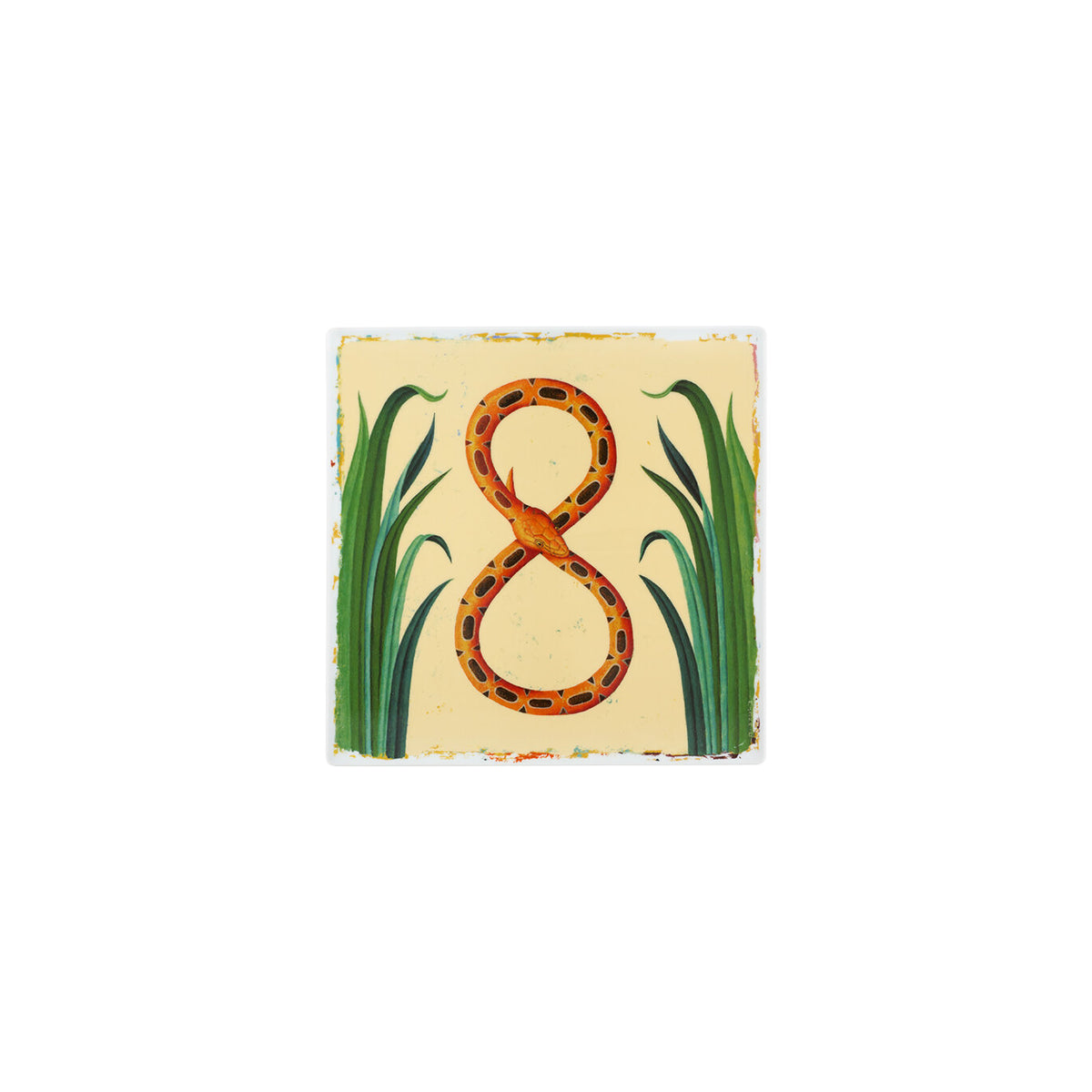 Vista Alegre Vida Alegre Porcelain Plaque Number 8 on a white background