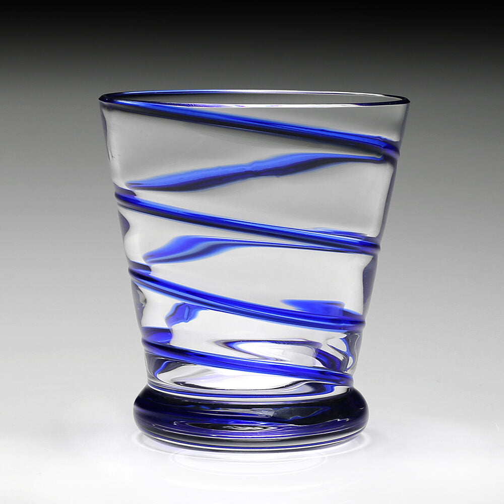 William Yeoward Bella Blue Old Fashioned Tumbler in Blue, handmade crystal, detail view