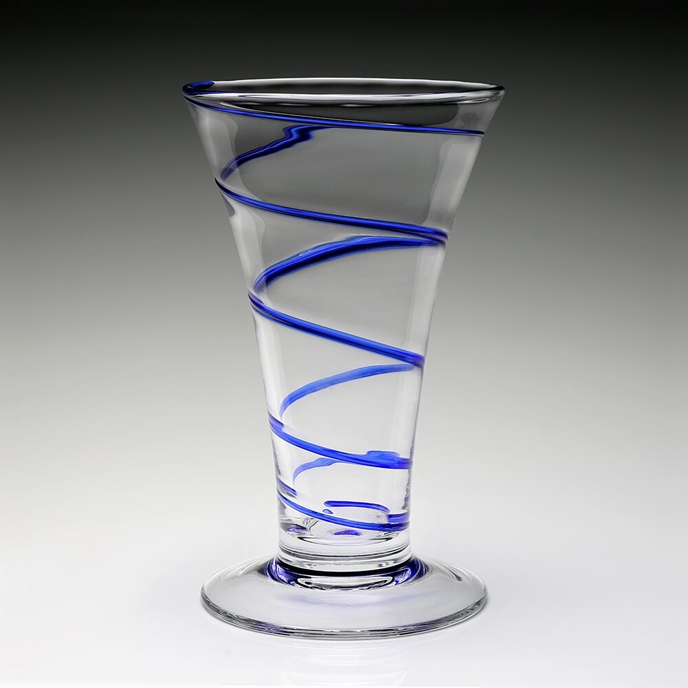 William Yeoward Bella Blue Vase 11" / 28cm in Blue, handmade crystal, detail view