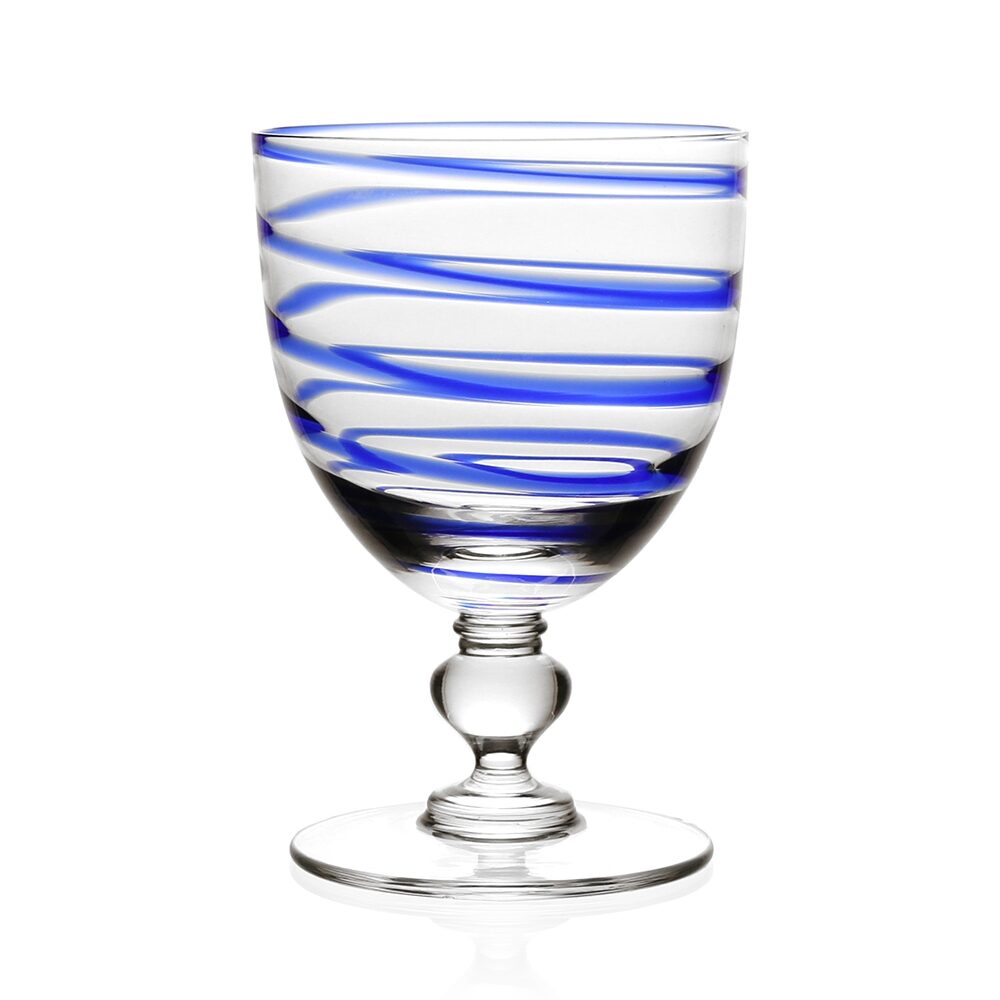 William Yeoward Bella Blue Wine in Blue, handmade crystal, on a white background