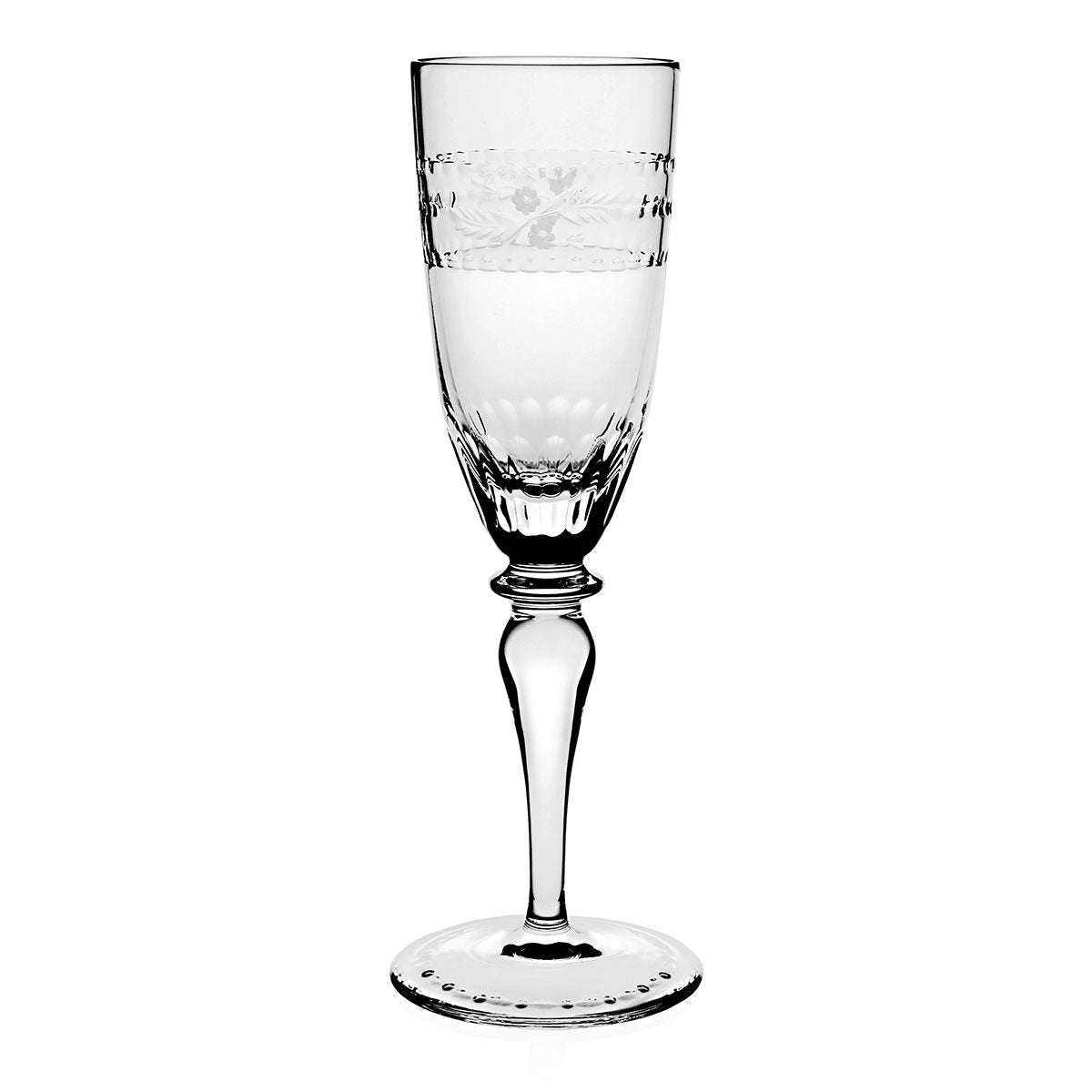 William Yeoward Camilla Champagne Flute, handmade crystal, on a white background