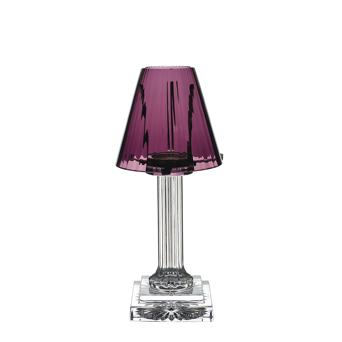 William Yeoward Carmen Candle Lamp Amethyst 12" / 30.5cm in Amethyst, handmade crystal, on a white background