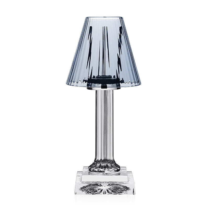 William Yeoward Carmen Candle Lamp Ocean Blue 12" / 30.5cm in Blue, handmade crystal, on a white background