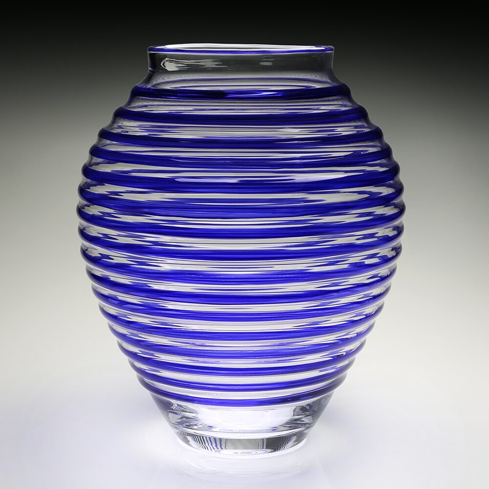 William Yeoward Circe Vase Blue 16" / 40.5cm in Blue, handmade crystal, detail view