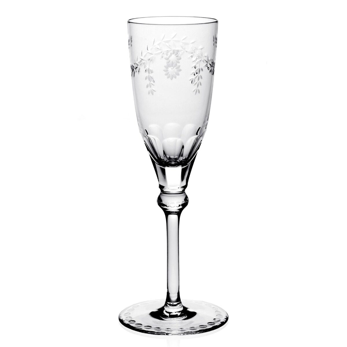 William Yeoward Elizabeth Champagne Flute, handmade crystal, on a white background