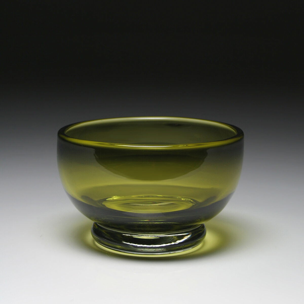 William Yeoward Ellen Bowl 5" Moss Green in Green, handmade crystal, on a white background