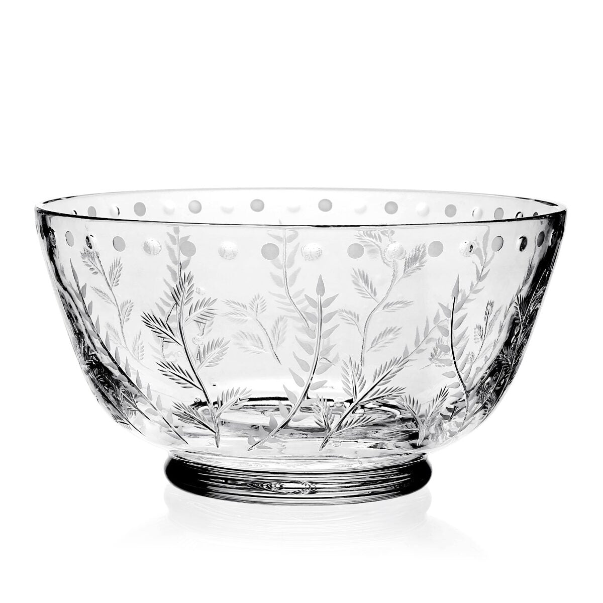 William Yeoward Fern Centrepiece Bowl 12" / 30cm, handmade crystal, on a white background