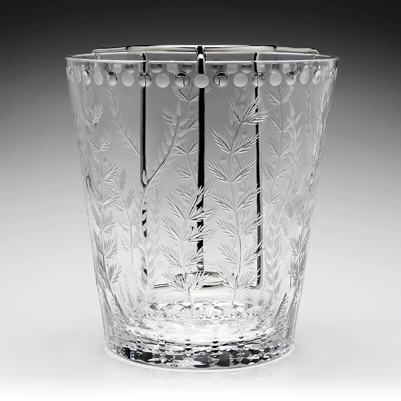 William Yeoward Fern Champagne Bucket with Bottle Holder 9" / 230mm, handmade crystal, detail view