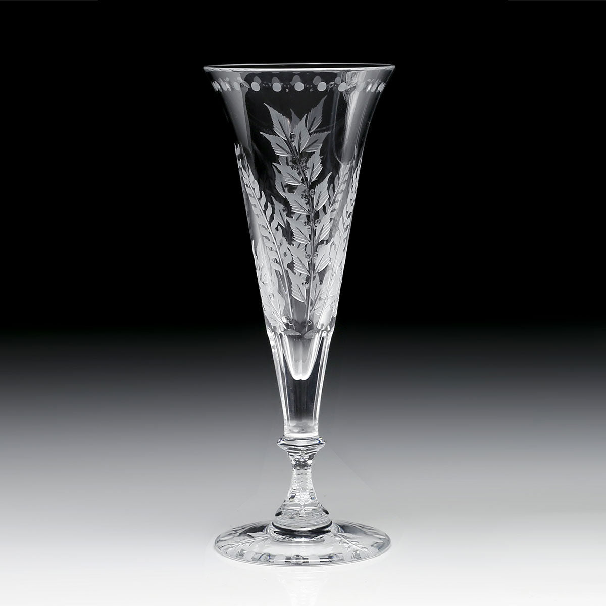 William Yeoward Fern Champagne Flute, handmade crystal, detail view