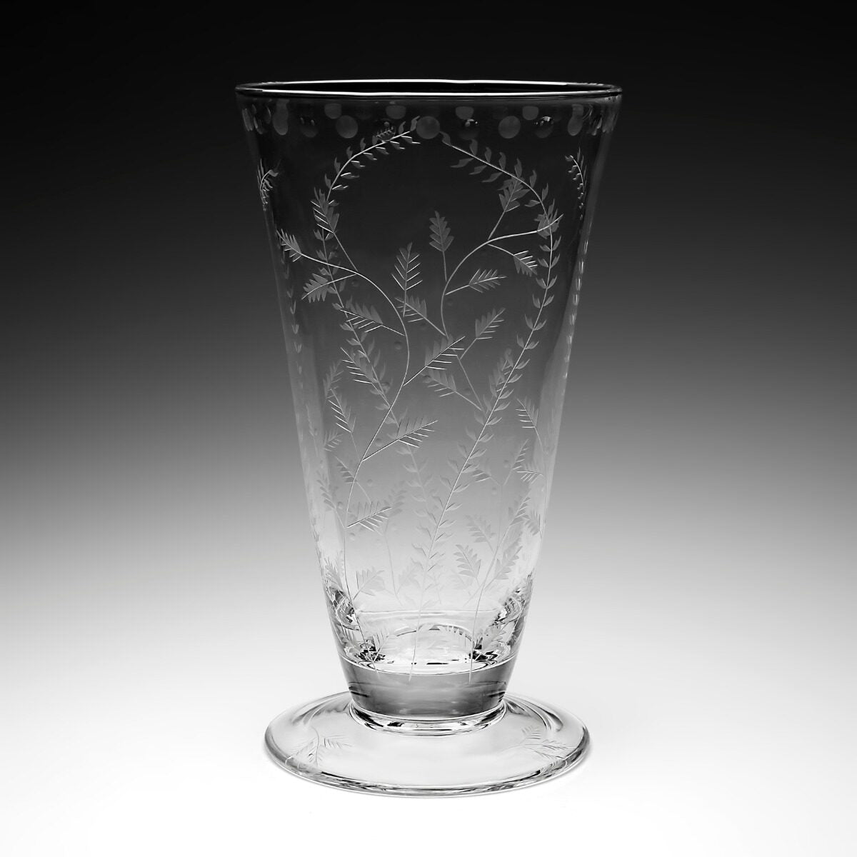 William Yeoward Fern Footed Flower Vase 12½" / 31.5cm, handmade crystal, detail view