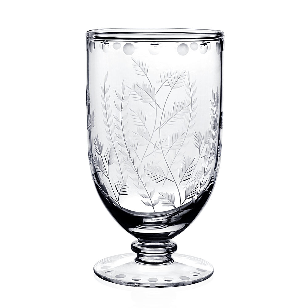 William Yeoward Fern Footed Flower Vase 7½" / 186mm, handmade crystal, on a white background