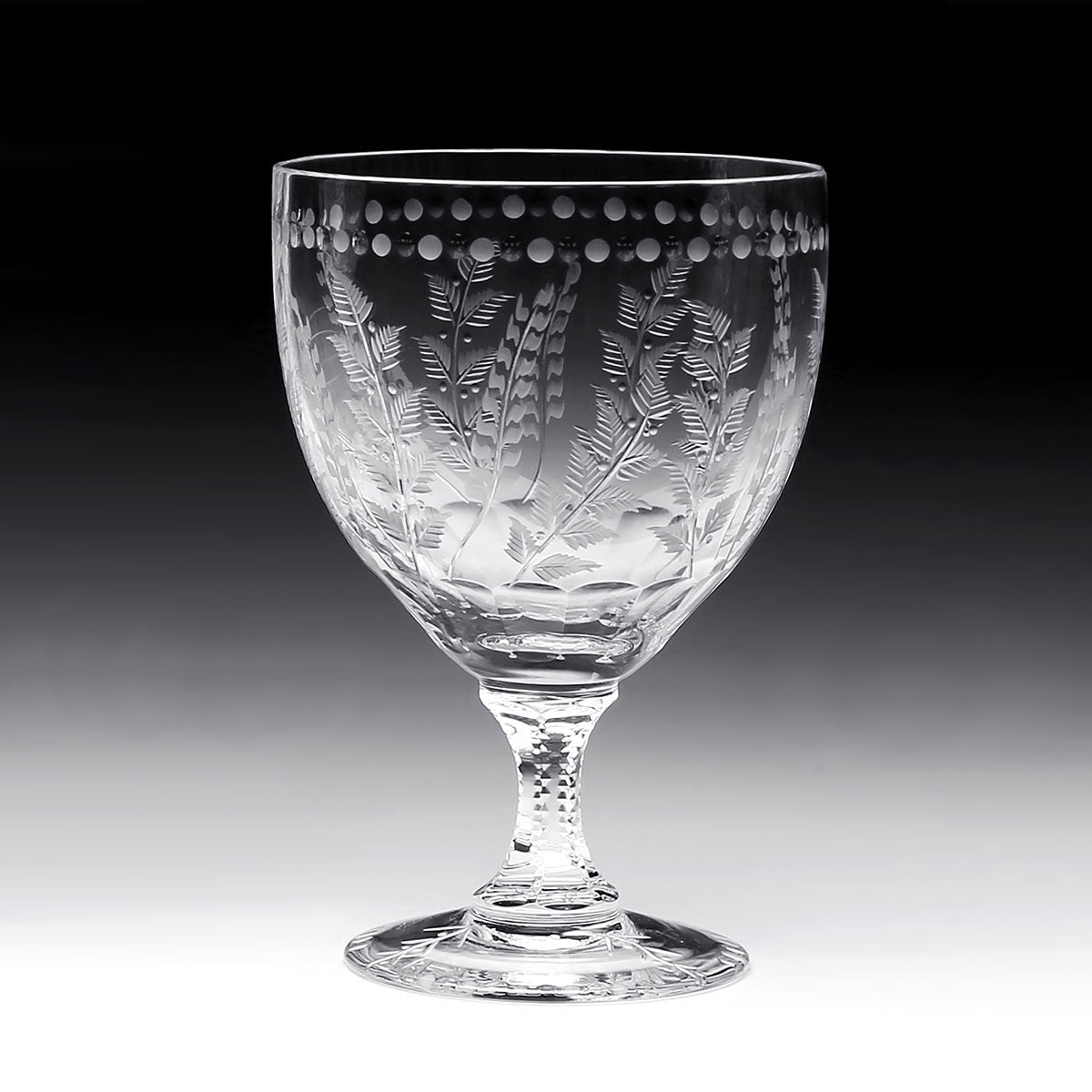 William Yeoward Fern Goblet, handmade crystal, detail view