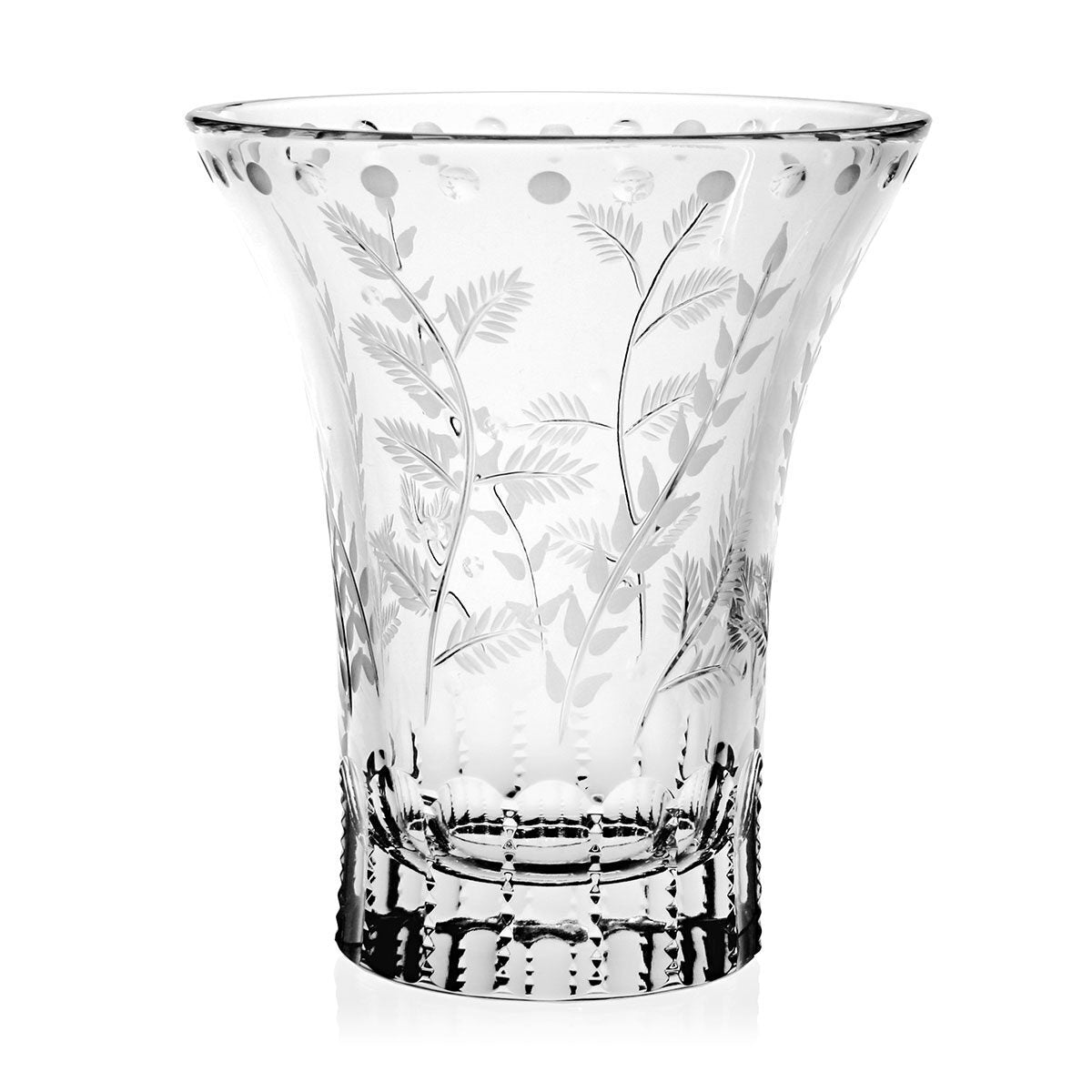 William Yeoward Fern Tulip Vase 6" / 152mm, handmade crystal, on a white background