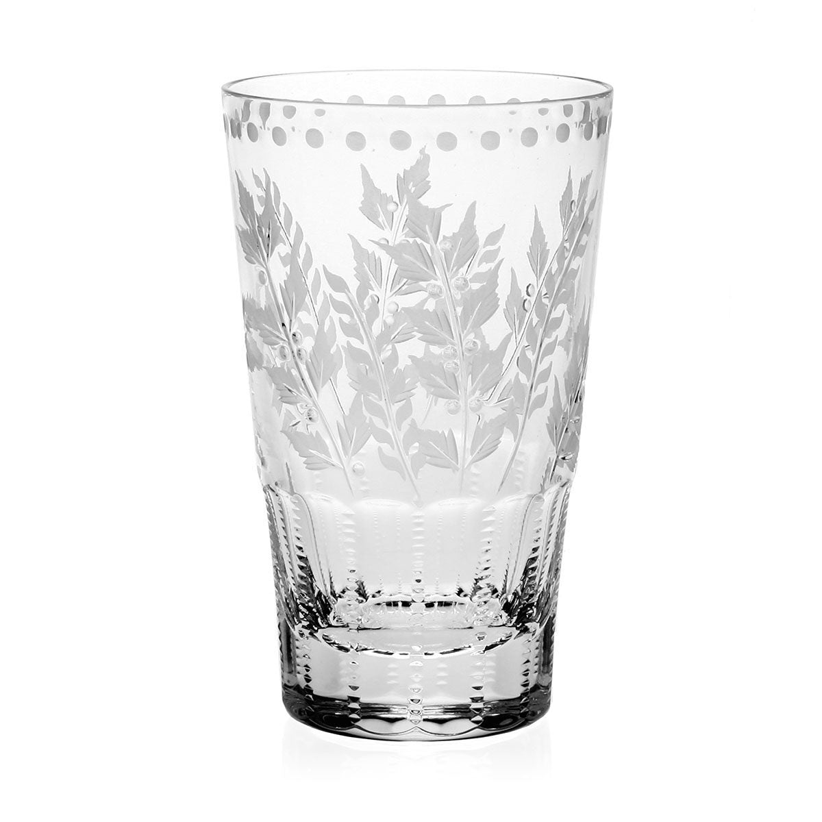 William Yeoward Fern Tumbler Highball, handmade crystal, on a white background