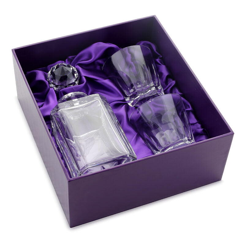 William Yeoward Helen Boxed Whisky Set, handmade crystal, on a white background
