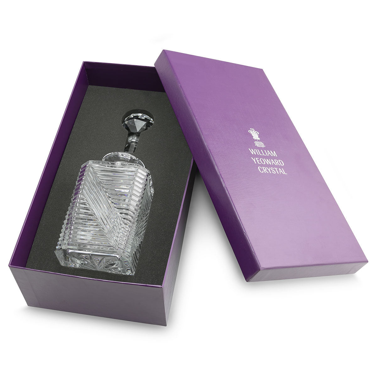 William Yeoward Ingrid Gift Boxed Square Decanter, handmade crystal, detail view