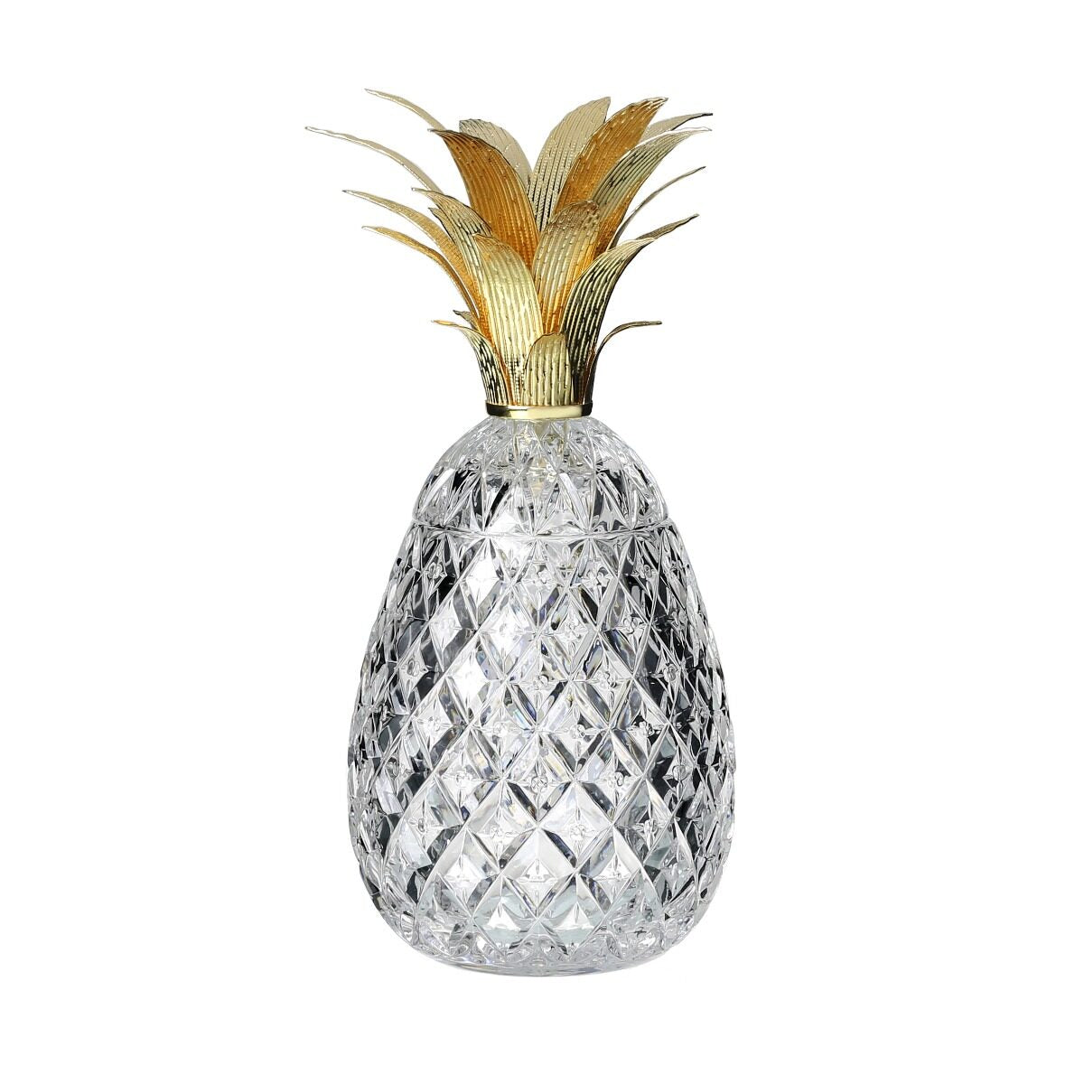 William Yeoward Isadora Pineapple Centrepiece 11" Gold - Limited Edition, handmade crystal, on a white background
