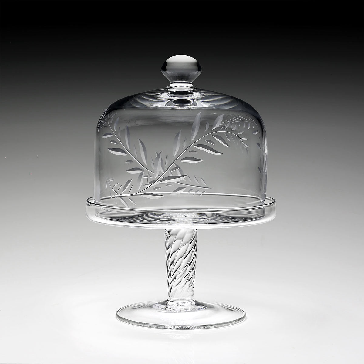 William Yeoward Jasmine Cake Dome & Stand 7" / 178mm, handmade crystal, detail view