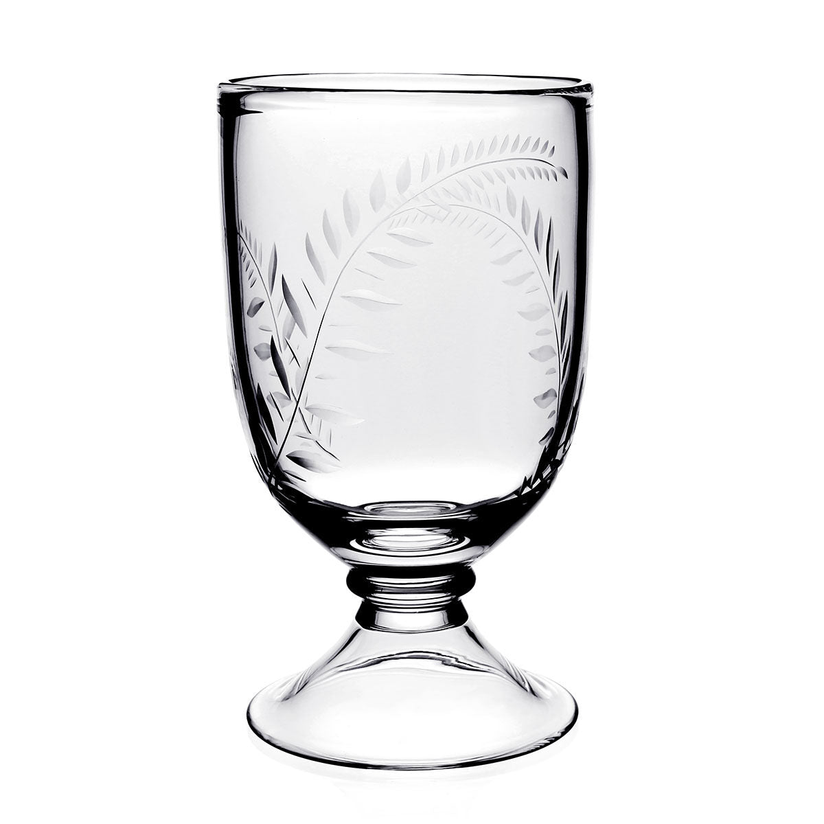 William Yeoward Jasmine Footed Hurricane 11" / 28cm with Candle, handmade crystal, detail view