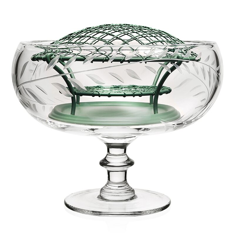 William Yeoward Jasmine Footed Rose Bowl & Wire 8½" / 218mm, handmade crystal, on a white background
