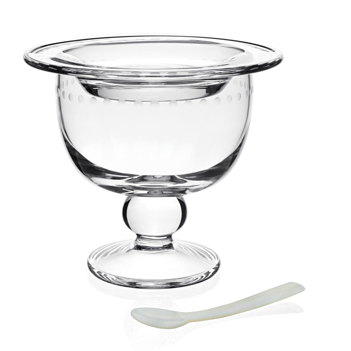 William Yeoward Katerina Caviar Server with Spoon, handmade crystal, on a white background