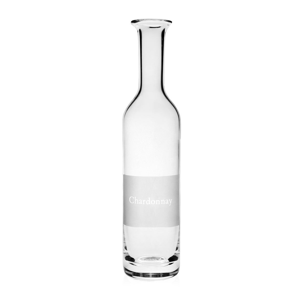 William Yeoward Labelled Wine Carafe 'Chardonnay', handmade crystal, on a white background