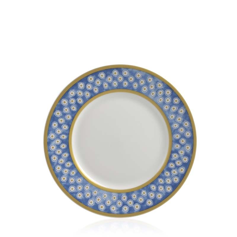 William Yeoward Leckford Side Plate Blue in Blue, fine bone china, on a white background