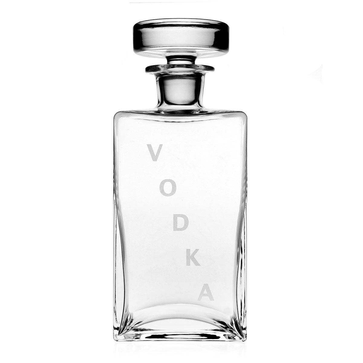 William Yeoward Lillian Square Decanter - VODKA, handmade crystal, on a white background