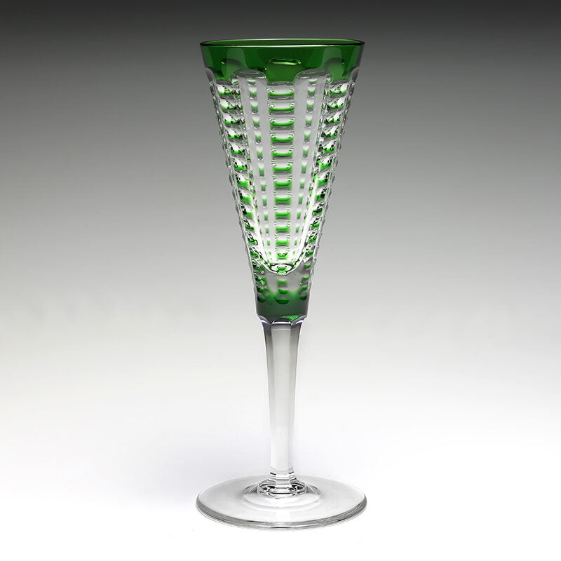 William Yeoward Lulu Emerald Champagne Flute in Emerald, handmade crystal, detail view