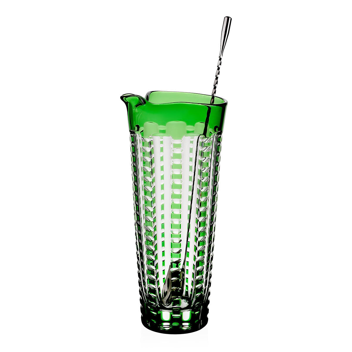 William Yeoward Lulu Emerald Martini Mixer & Stirrer in Emerald, handmade crystal, detail view