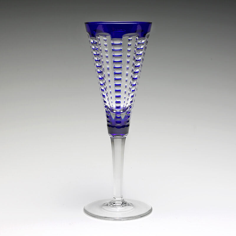 William Yeoward Lulu Sapphire Champagne Flute in Sapphire, handmade crystal, detail view