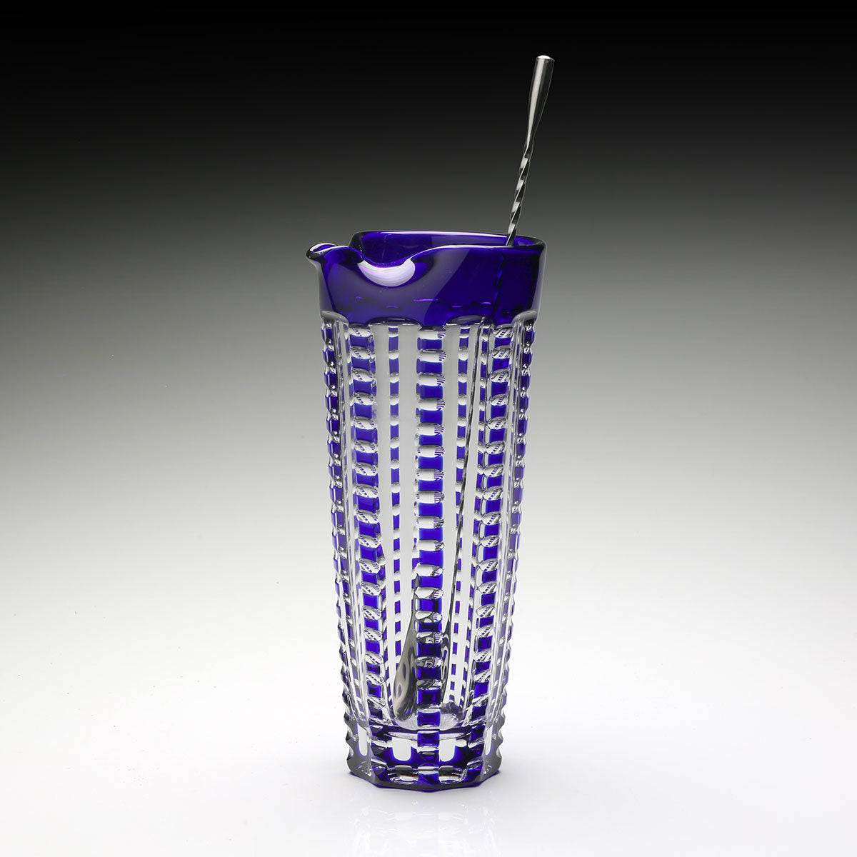 William Yeoward Lulu Sapphire Martini Mixer & Stirrer in Sapphire, handmade crystal, detail view
