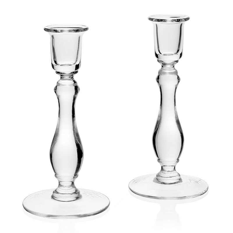 William Yeoward Meryl Pair of Candlesticks 8" / 210mm, handmade crystal, on a white background