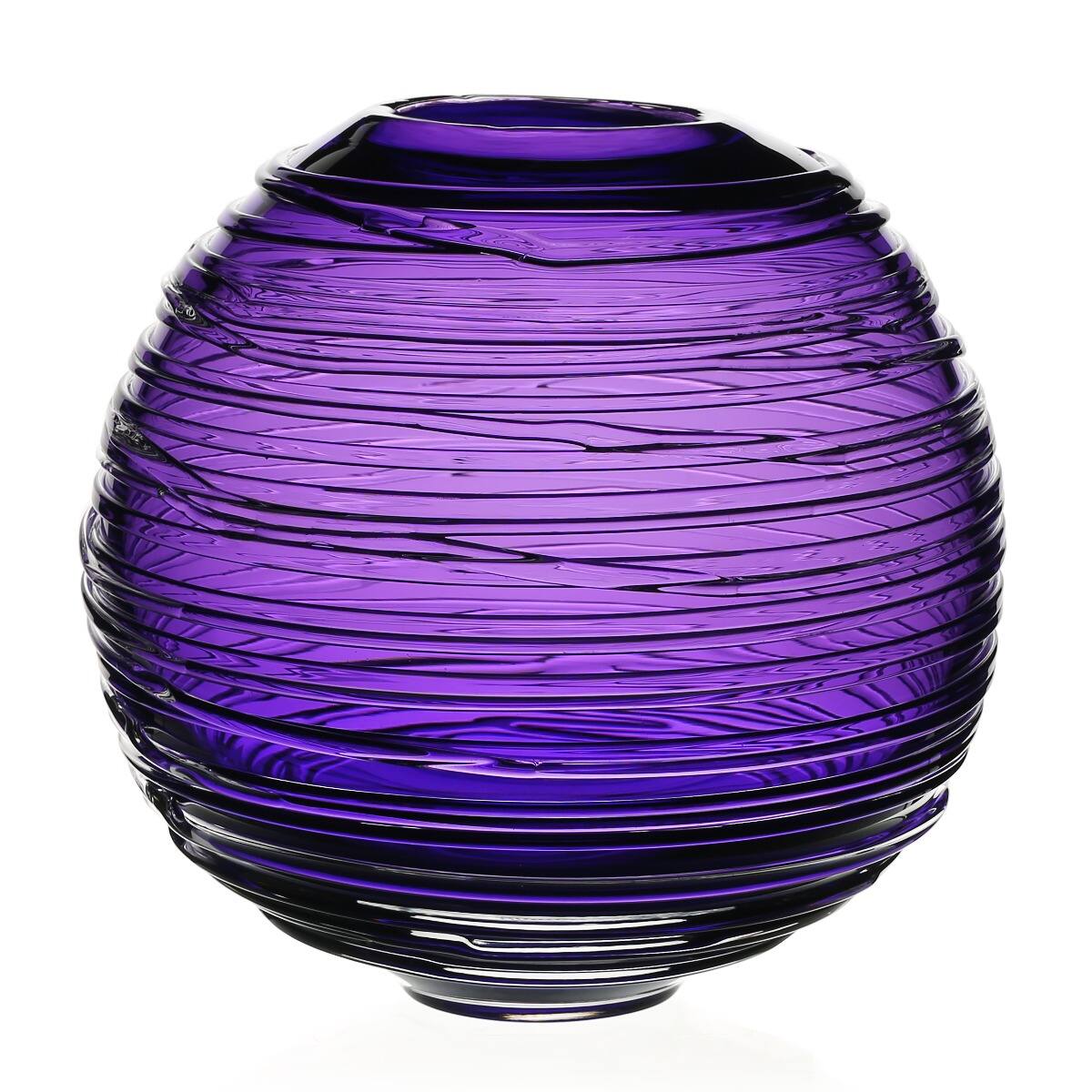 William Yeoward Miranda Globe Vase Amethyst 9" / 23cm in Amethyst, handmade crystal, on a white background