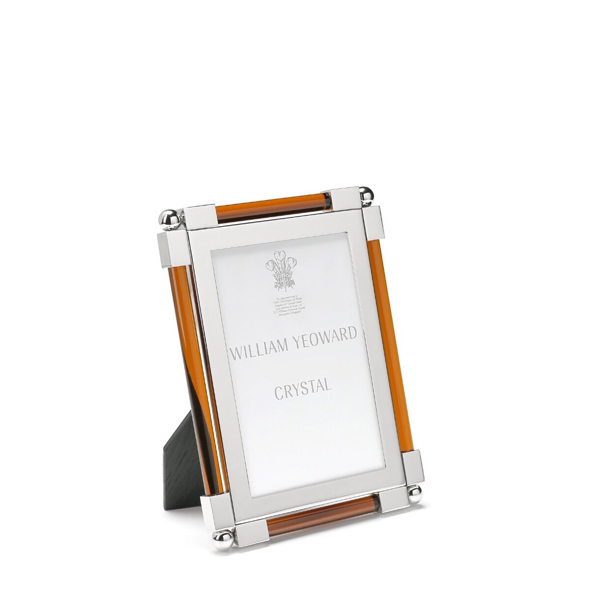 William Yeoward New Classic Amber 4" x 6" in Amber, photo frame, on a white background