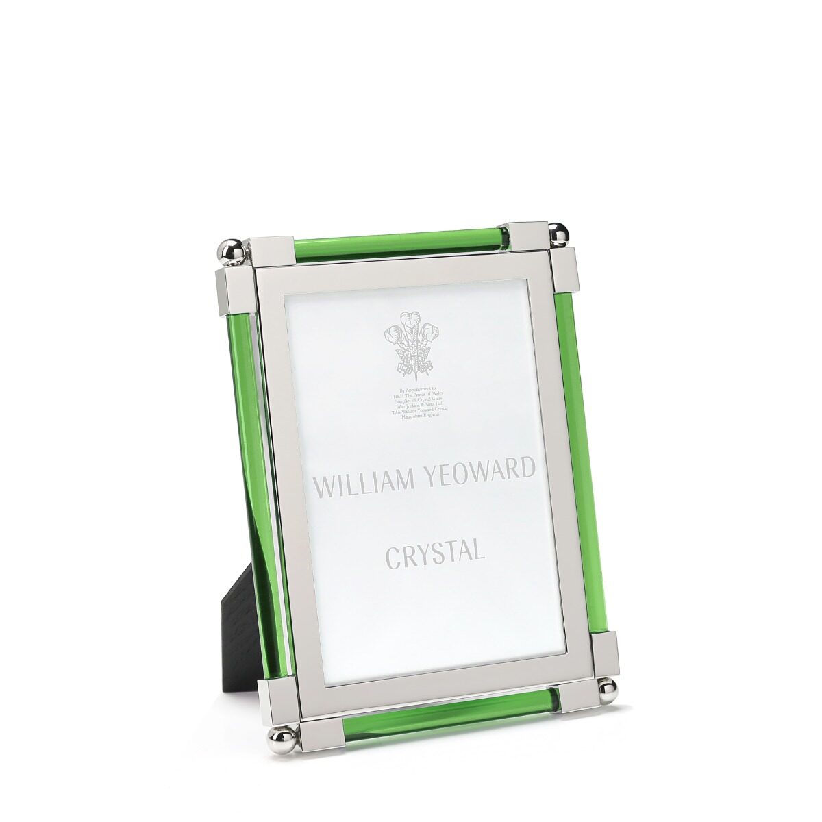 William Yeoward New Classic Moss Green 5" x 7" in Moss Green, photo frame, on a white background