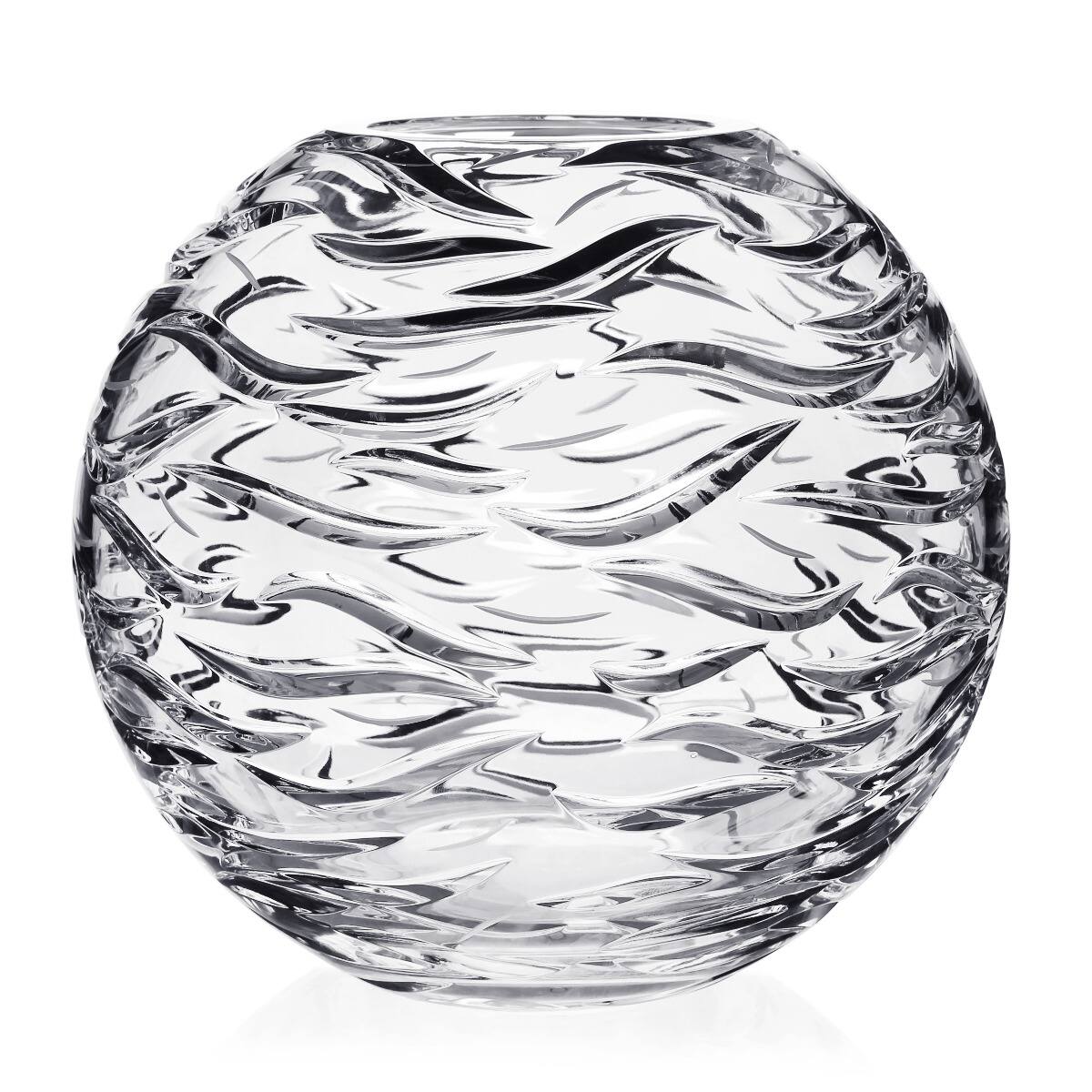William Yeoward Oceania Centrepiece Rose Bowl 12" / 30.5cm, handmade crystal, on a white background