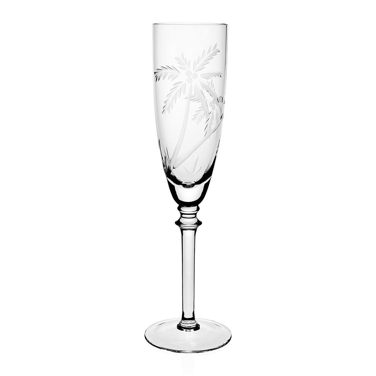 William Yeoward Palmyra Champagne Flute, handmade crystal, on a white background