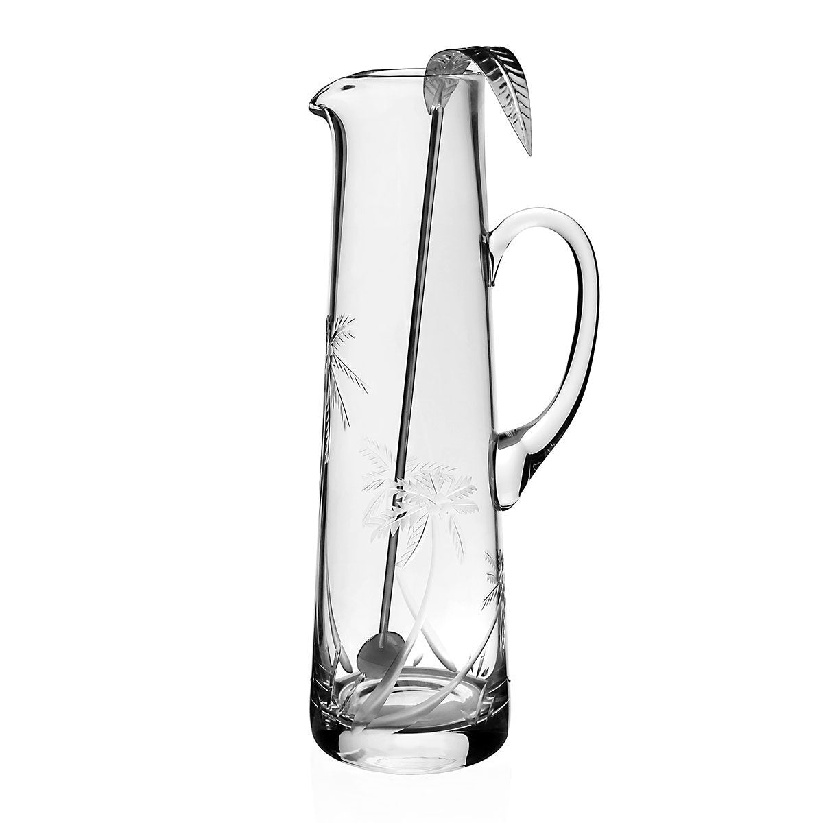 William Yeoward Palmyra Tall Cocktail Jug & Stirrer, handmade crystal, on a white background