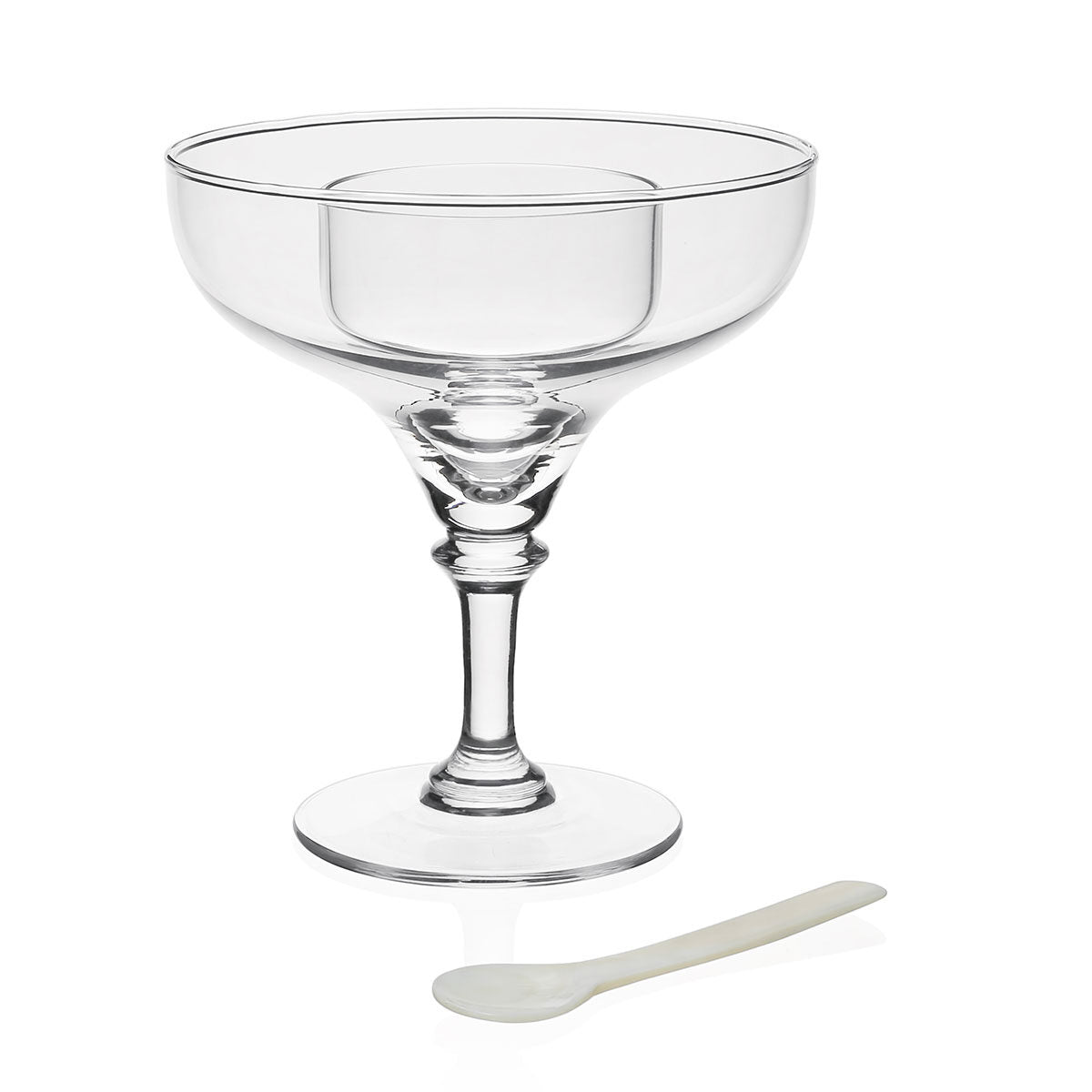 William Yeoward Sasha Seafood / Caviar Server, handmade crystal, on a white background