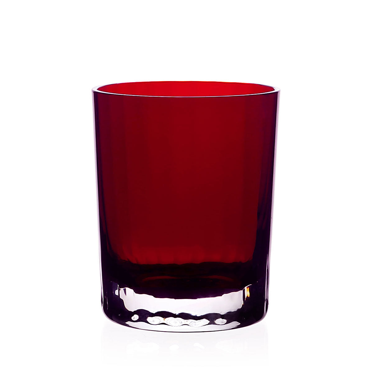 William Yeoward Scarlet Double Old Fashioned Straight Tumbler in Scarlet, handmade crystal, on a white background