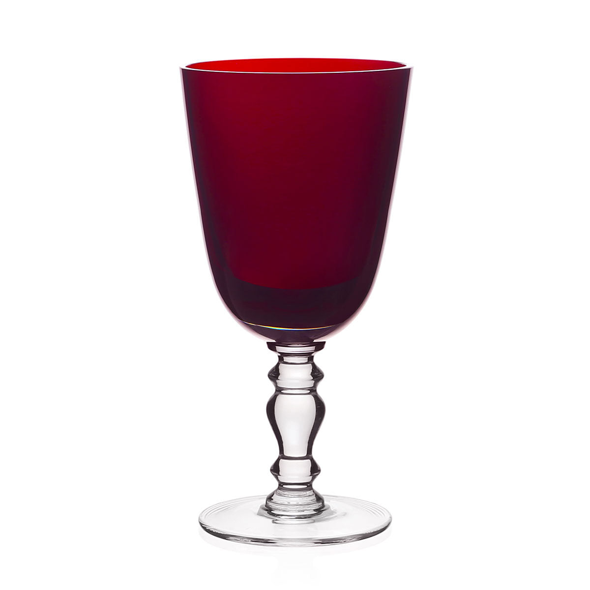 William Yeoward Scarlet Fanny Goblet in Scarlet, handmade crystal, on a white background