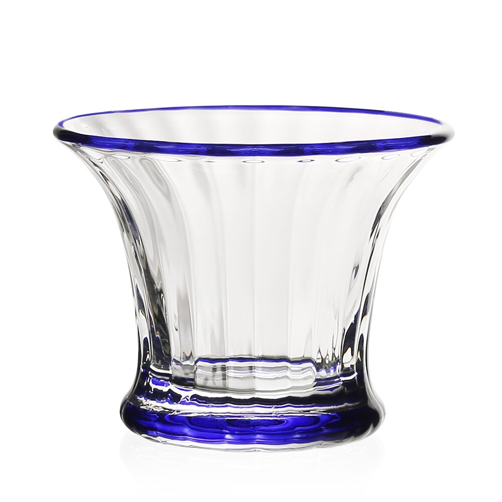 William Yeoward Siena Mini Vase / Sorbet Blue in Blue, handmade crystal, on a white background